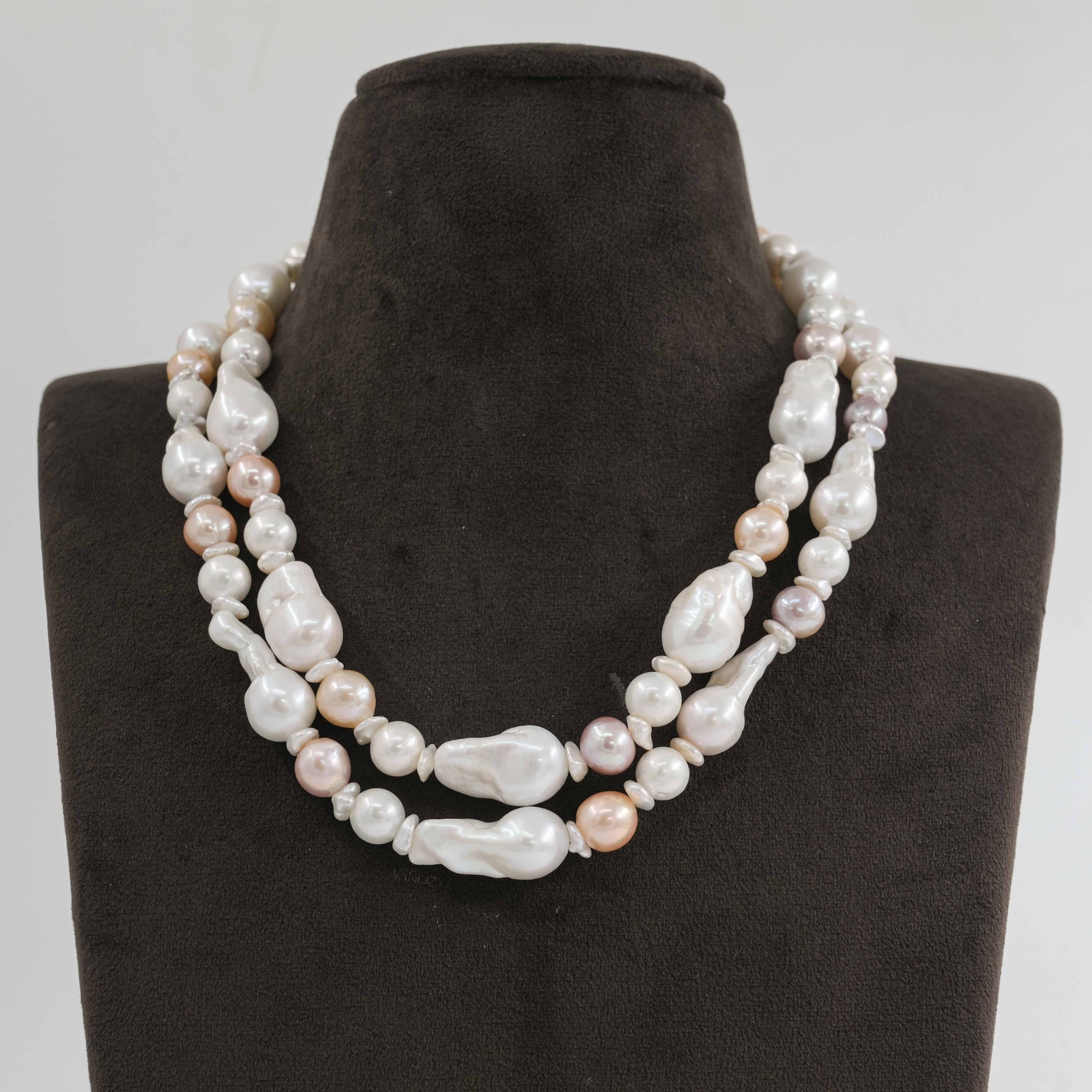 Baroque Tricolor Pearl Necklace